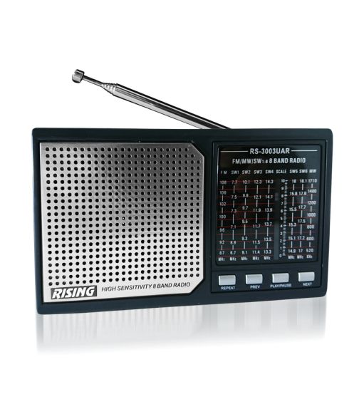 РАДИОПРИЕМНИК RS-3003 BT, Телескопична антена,MP3 Плеър, LED фенер, USB вход, SD слот, Каишка, Щипка за колан, Вход за микрофон