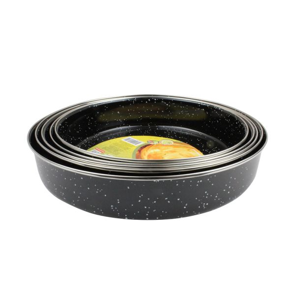 ЕМАЙЛИРАНИ ТАВИ - кръгли, 26,28,30,32,34 см, Мраморно емайлирано покритие, Комплект