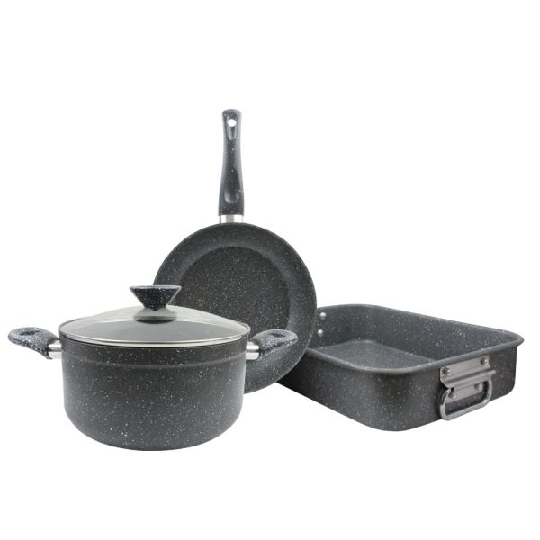 Лукс Комплект Съдове в сива гама - Тава с дръжки, Тиган, Тенджера