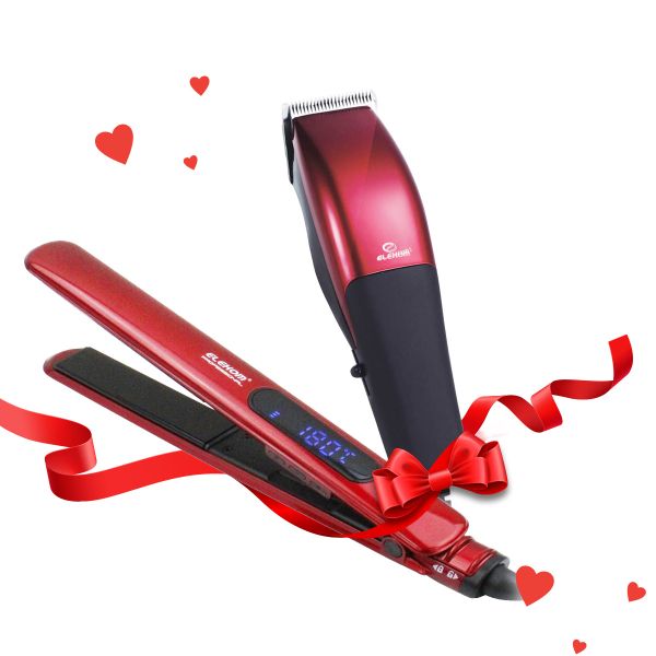 Комплект за Нея и за Него: Машинка за подстригване EK-633 и Преса за коса EK-1261