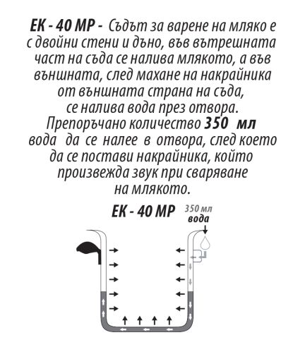 Млековарка ЕК-40 MP,, Тенджера за варене на мляко, Звук при готовност, 4 л.