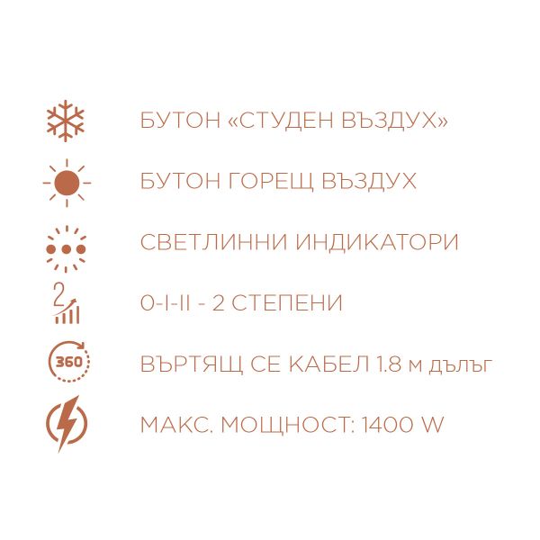 Високоскоростен Сешоар Стайлър ЕК-988 5 в 1, 1400W, Йонизация, BLDC мотор