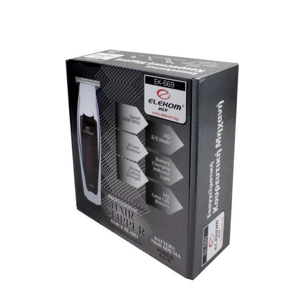 Машинка за подстригване ЕК-669, Вградена батерия 600 mA, приставки за подстригване