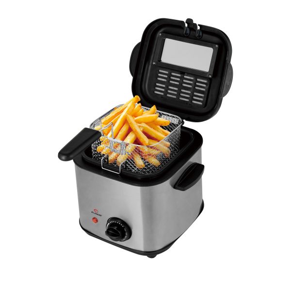 Фритюрник ЕК-051SS, 1,5 Литра, 1000W, Koшница с дръжка, Терморегулатор 0-190°С