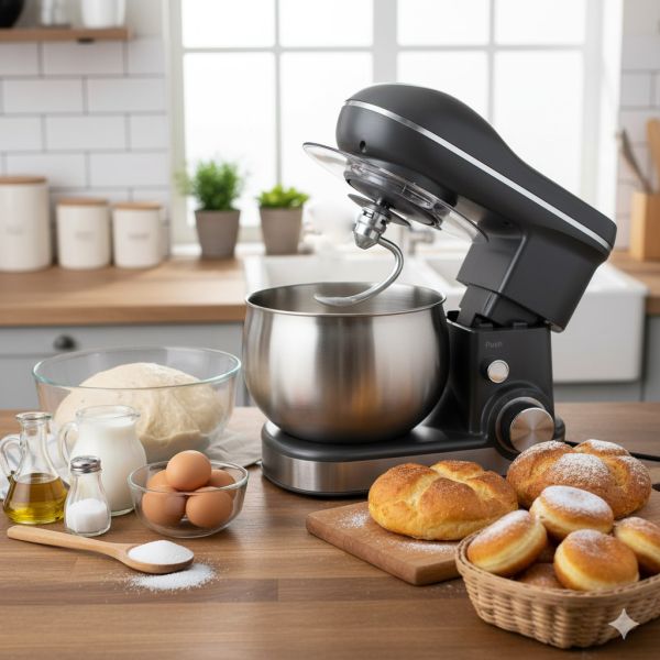 Планетарен Миксер SU-216S, 1000W, Купа-5 Литра, Месене на тесто, Разбиване на яйца, Размесване на крем и сметана