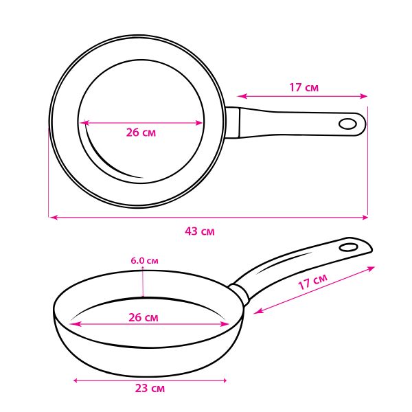Дълбок тиган със стъклен капак ЕK-266R, Мраморно незалепващо покритие, 26 см