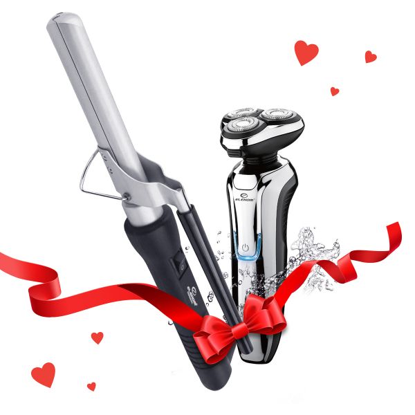 Комплект за Нея и  Него - Преса за Коса EK-54B и Машинка за бръснене EK-7935