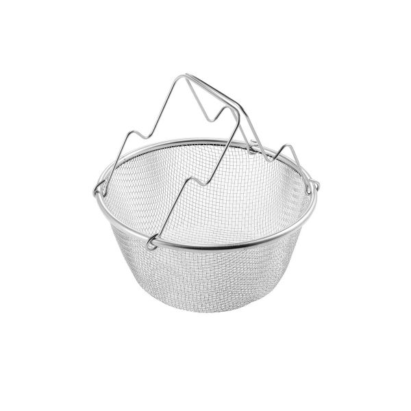 Кошница за готвене и пържене ЕК-024-24, 24 х 10 см, Висококачествена стомана, Сгъваеми дръжки