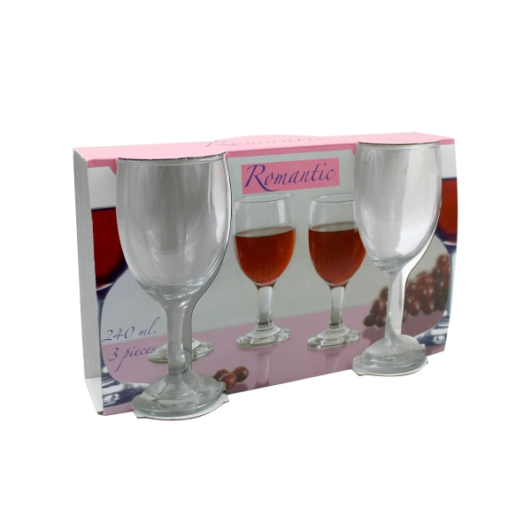 Комплект чаши за вино Romantic SW056A-40, 240 мл, 3 бр.